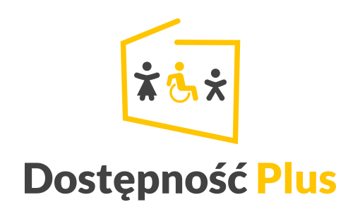 Na obrazku widzimy kontur Polski z ludźmi w środku - to logotyp programu Dostępność Plus